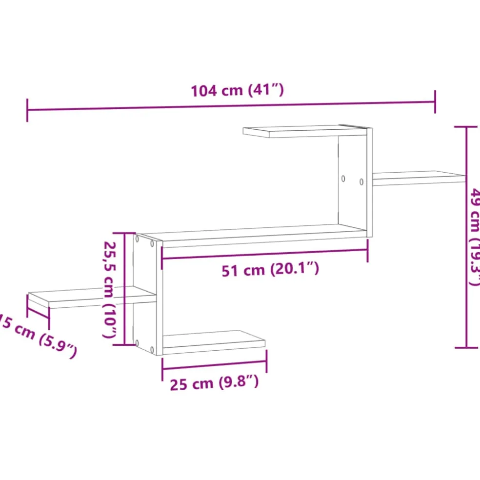 vidaXL Wandschap 104x15x49 cm bewerkt hout gerookt eikenkleurig