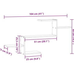vidaXL Wandschap 104x15x49 cm bewerkt hout grijs sonoma eikenkleurig