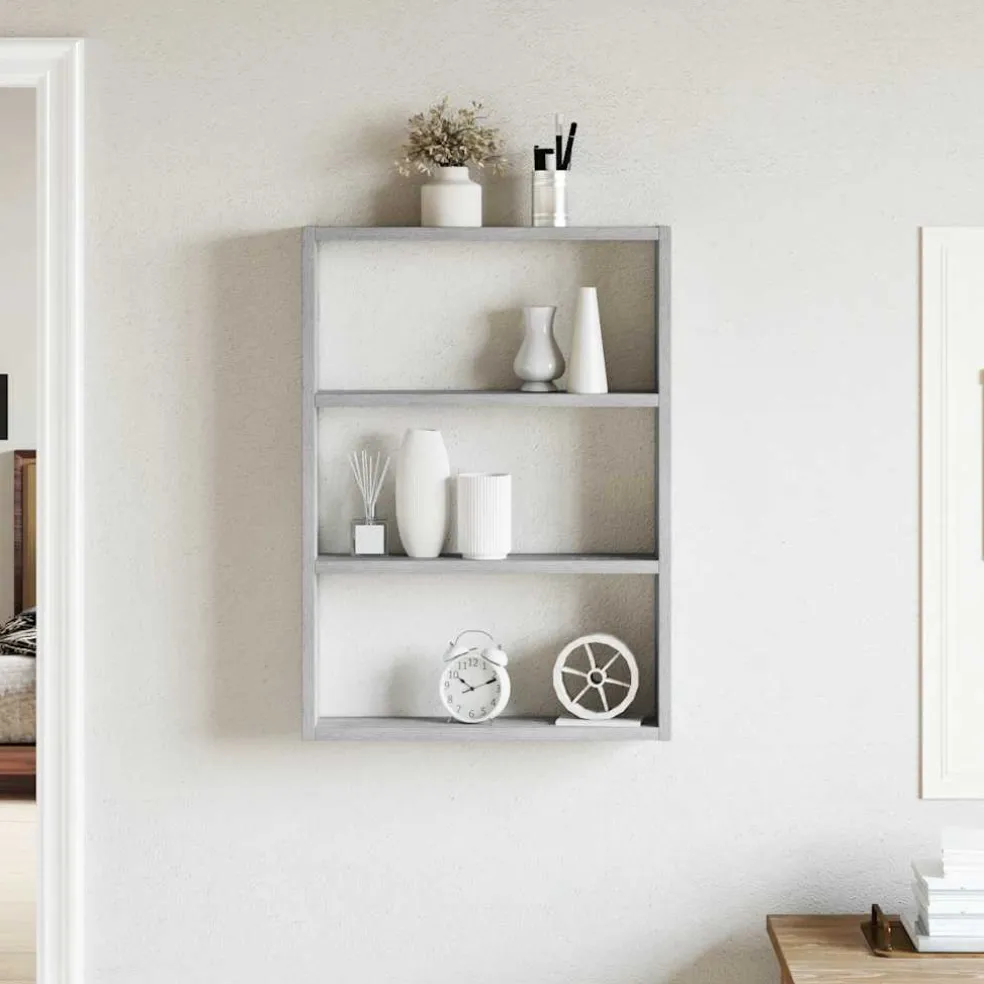 vidaXL Wandschap 43x9x60 cm bewerkt hout grijs sonoma eikenkleurig