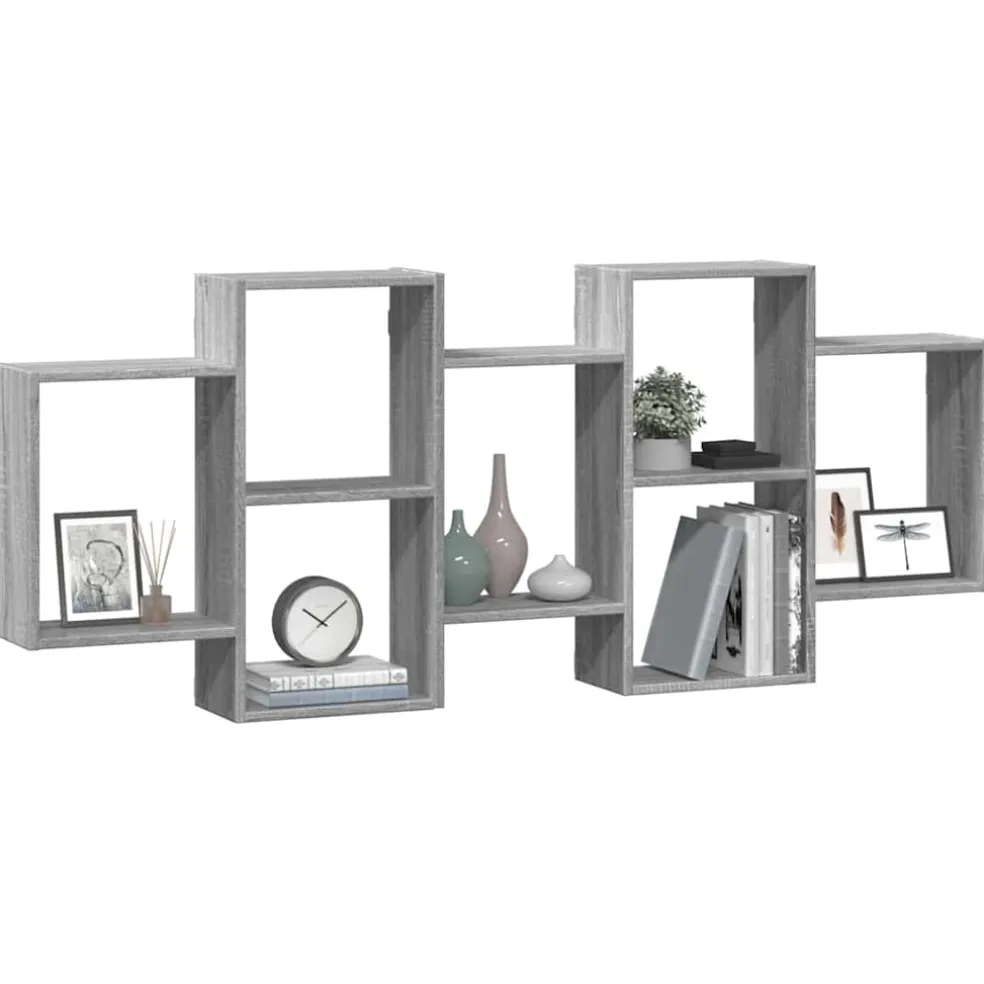 vidaXL Wandschap 159x18x65 cm bewerkt hout grijs sonoma eikenkleurig