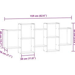 vidaXL Wandschap 159x18x65 cm bewerkt hout grijs sonoma eikenkleurig