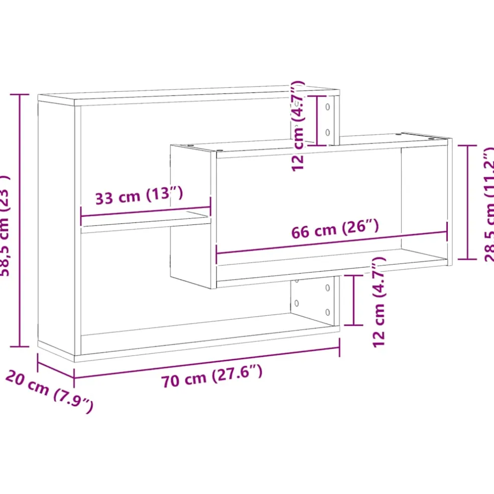 vidaXL Wandschap 104x20x58,5 cm bewerkt hout artisanaal eikenkleurig
