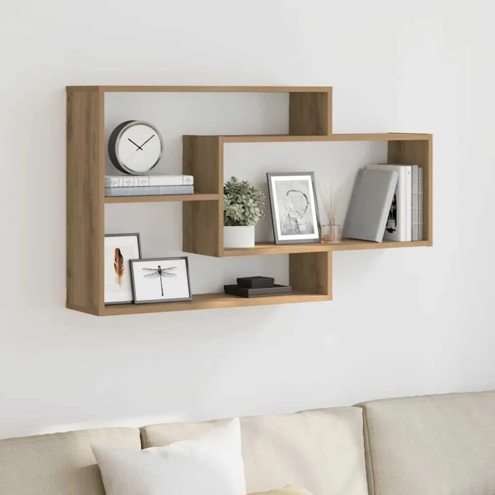 vidaXL Wandschap 104x20x58,5 cm bewerkt hout artisanaal eikenkleurig