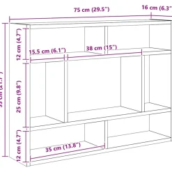 vidaXL Wandschap 75x16x55 cm bewerkt hout sonoma eikenkleurig