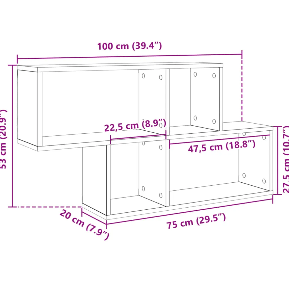 vidaXL Wandschap 100x20x53 cm bewerkt hout wit