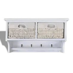 vidaXL Wandschap 60x23,5x33 cm paulowniahout wit