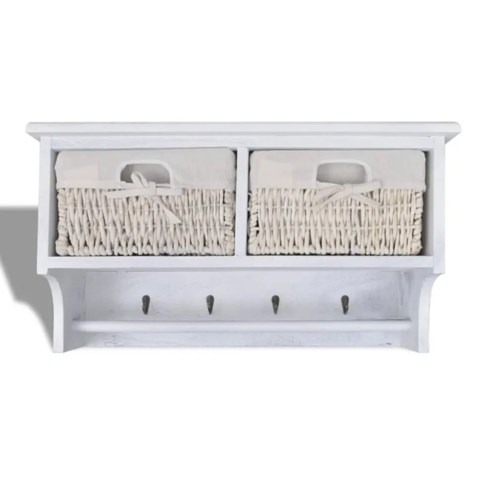 vidaXL Wandschap 60x23,5x33 cm paulowniahout wit
