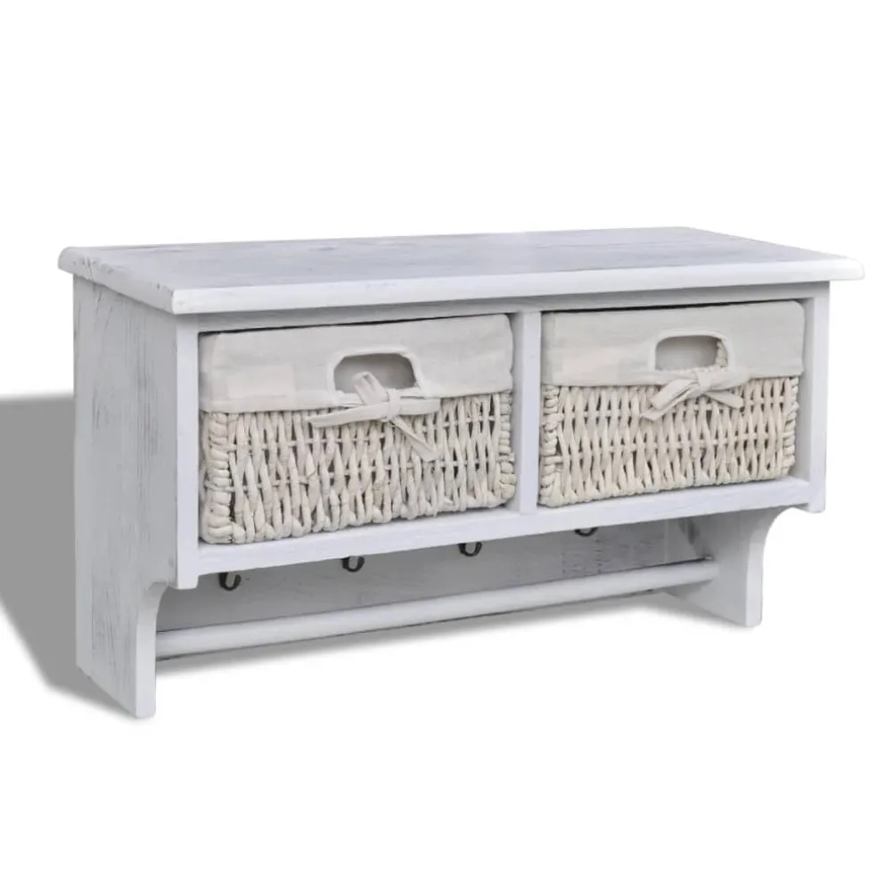 vidaXL Wandschap 60x23,5x33 cm paulowniahout wit