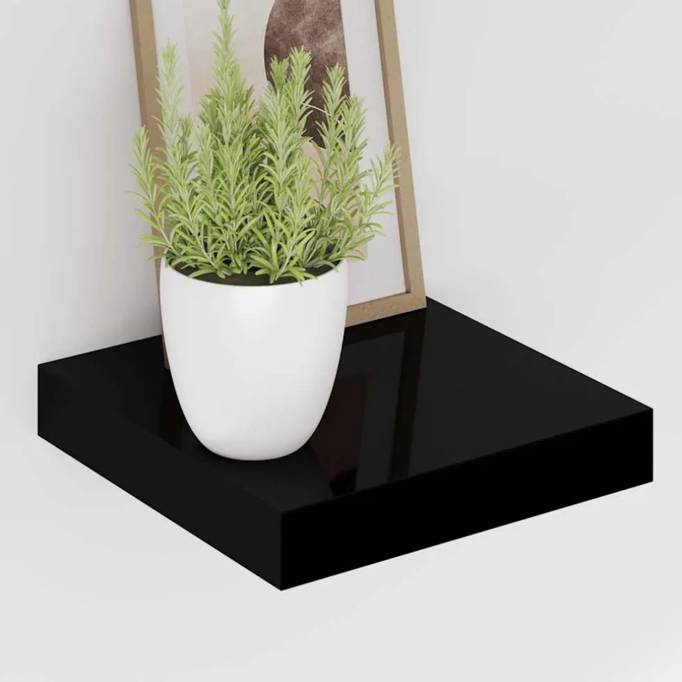 vidaXL Wandschap zwevend 23x23,5x3,8 cm MDF hoogglans zwart