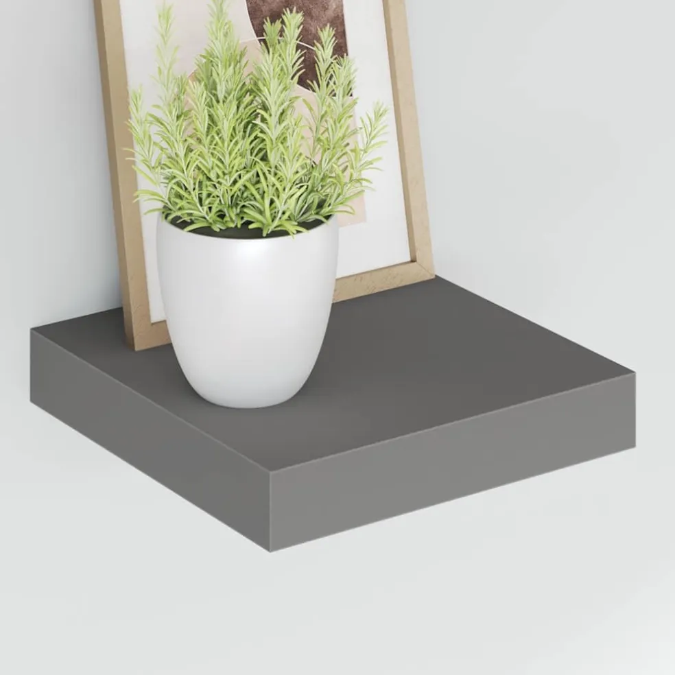 vidaXL Wandschap zwevend 23x23,5x3,8 cm MDF hoogglans grijs