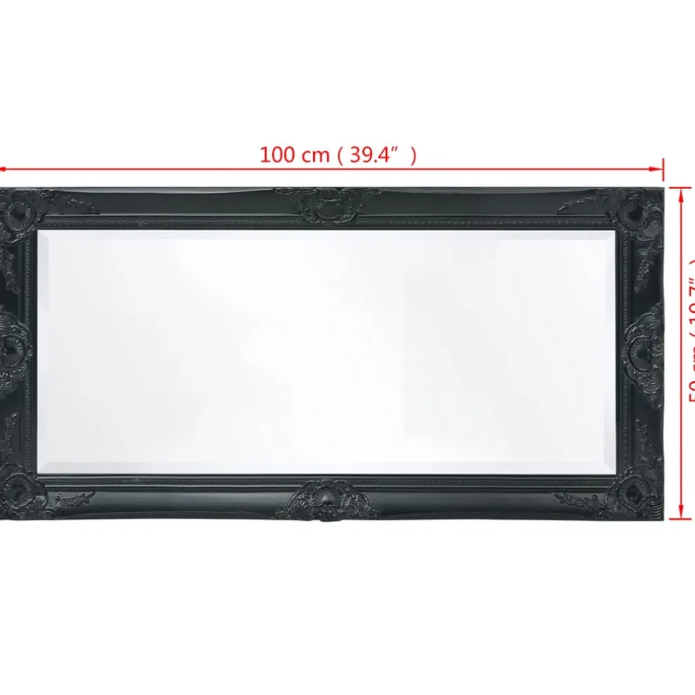 vidaXL Wandspiegel Barok 100 x 50 cm zwart