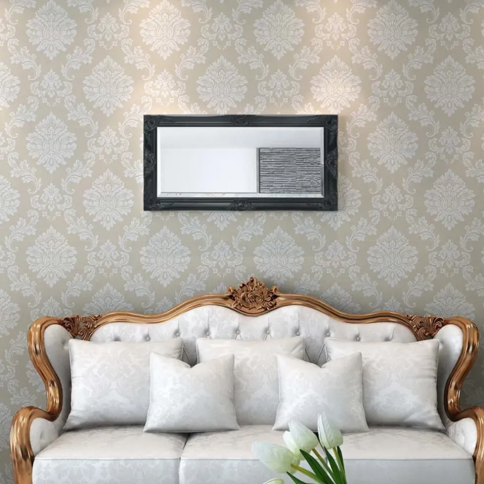 vidaXL Wandspiegel Barok 100 x 50 cm zwart