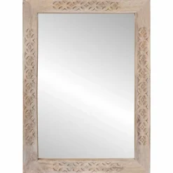 vidaXL wandspiegel Bleached Wit 70 x 50 cm Bewerkt hout en glas