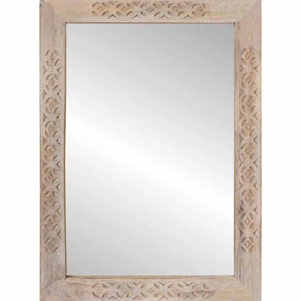 vidaXL wandspiegel Bleached Wit 70 x 50 cm Bewerkt hout en glas