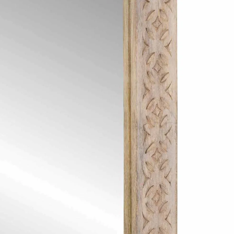 vidaXL wandspiegel Bleached Wit 70 x 50 cm Bewerkt hout en glas