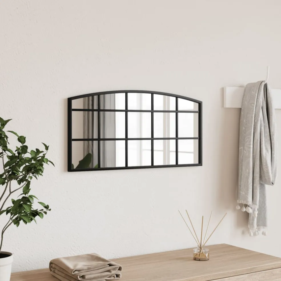 vidaXL Wandspiegel boog 60x30 cm ijzer zwart