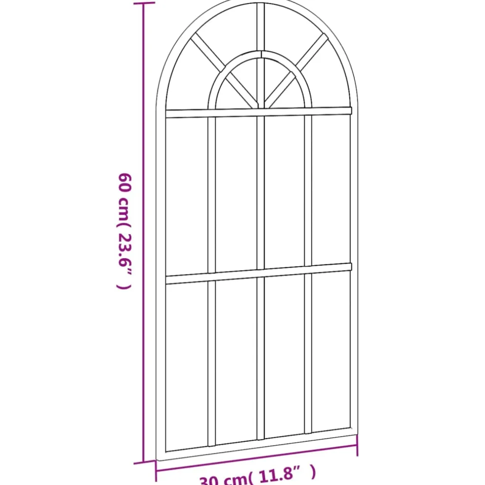 vidaXL Wandspiegel boog 30x60 cm ijzer zwart