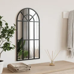 vidaXL Wandspiegel boog 30x60 cm ijzer zwart