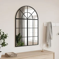 vidaXL Wandspiegel boog 60x30 cm ijzer zwart