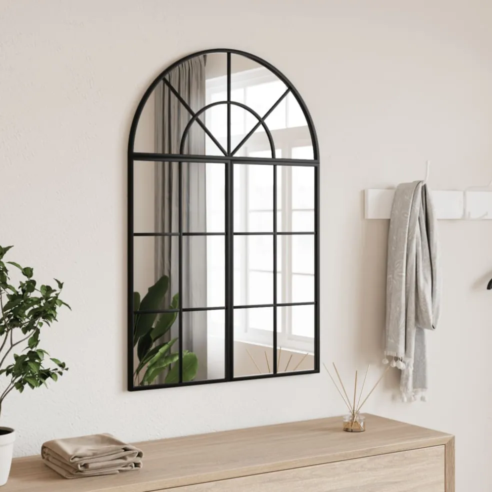 vidaXL Wandspiegel boog 60x30 cm ijzer zwart