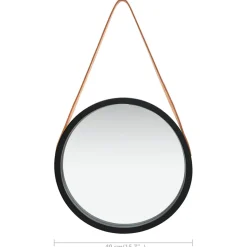 vidaXL Wandspiegel met band 40 cm zwart