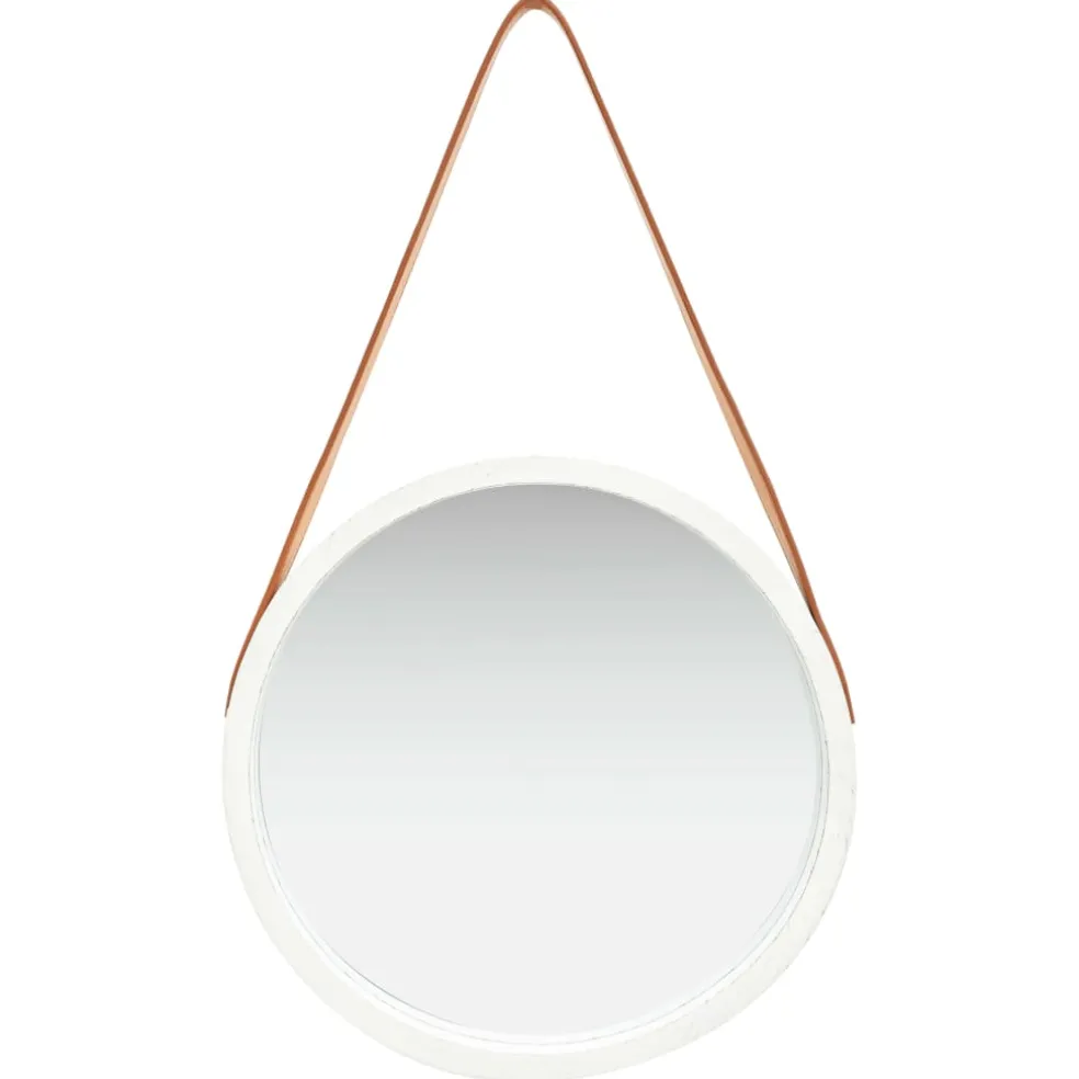 vidaXL Wandspiegel met band 40 cm wit