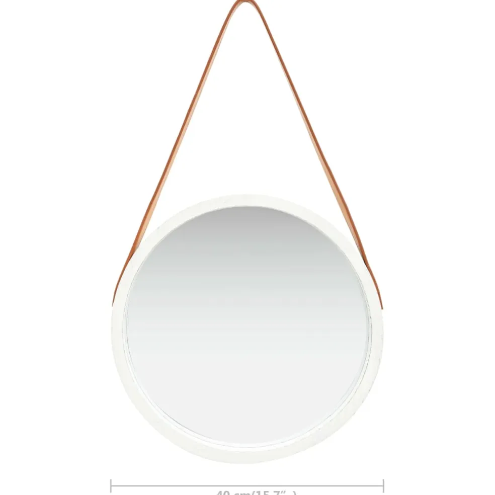 vidaXL Wandspiegel met band 40 cm wit