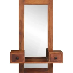 vidaXL Wandspiegel met lades 60x33x90 cm massief acaciahout