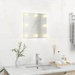 vidaXL Wandspiegel met LED-lampen vierkant glas