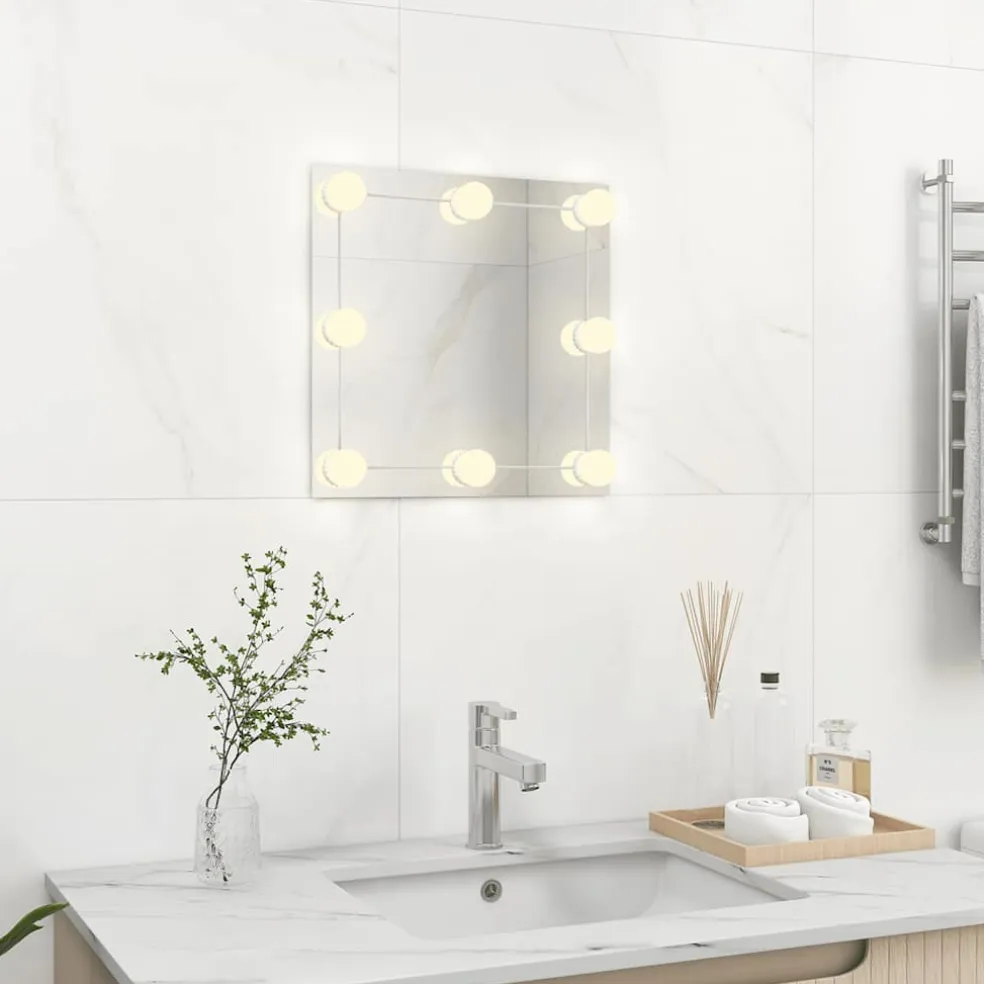 vidaXL Wandspiegel met LED-lampen vierkant glas
