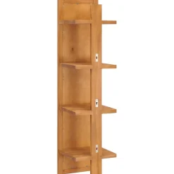vidaXL Wandspiegel met schappen 30x30x120 cm massief teakhout
