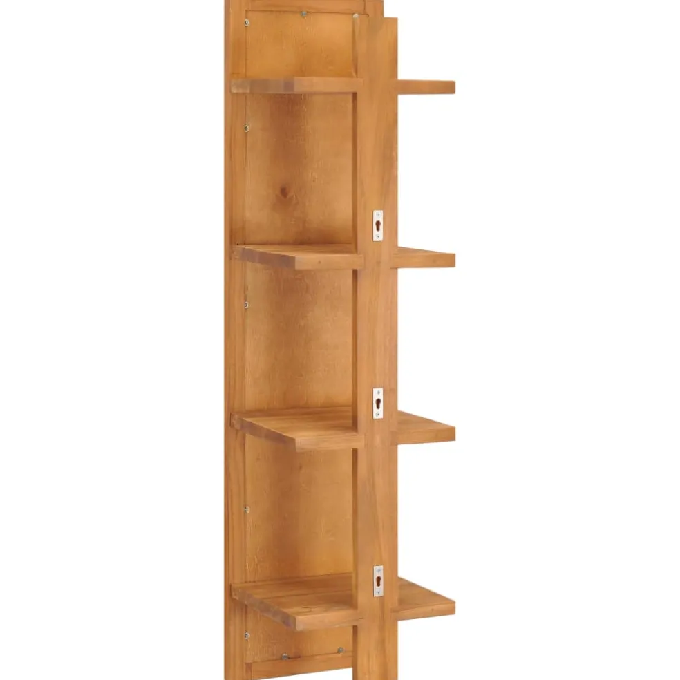 vidaXL Wandspiegel met schappen 30x30x120 cm massief teakhout
