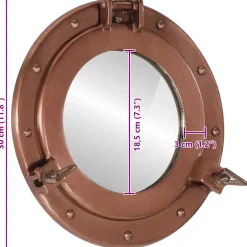 vidaXL Wandspiegel patrijspoort Ø30 cm aluminium en glas