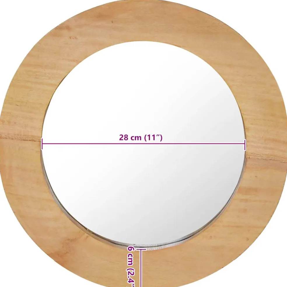vidaXL Wandspiegel rond 40 cm teakhout