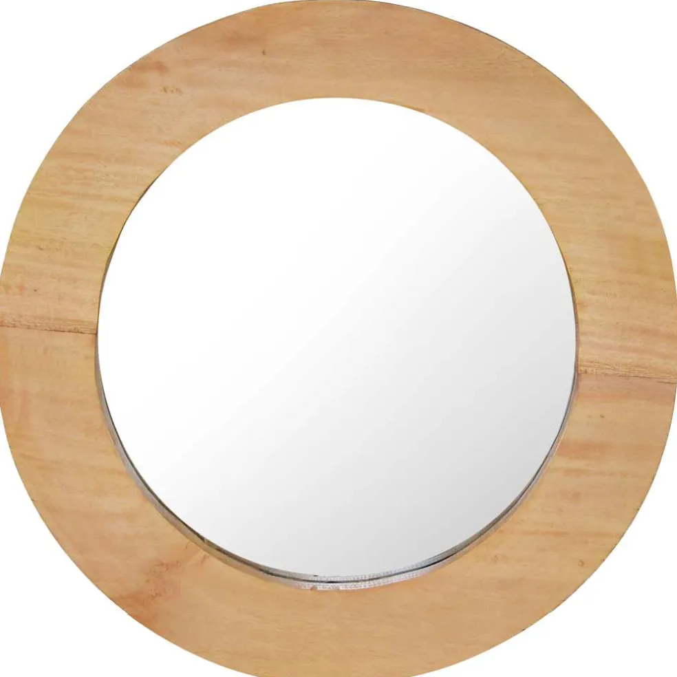 vidaXL Wandspiegel rond 40 cm teakhout