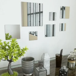 vidaXL Wandspiegels vierkant glas 7 st