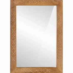 vidaXL wandspiegel 70 x 50 cm Bewerkt hout en glas Rechthoekig