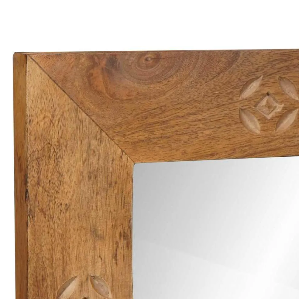 vidaXL wandspiegel 70 x 50 cm Bewerkt hout en glas Rechthoekig