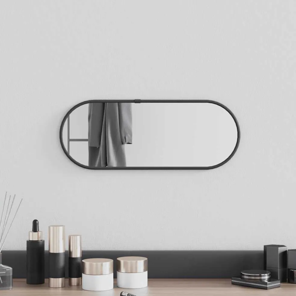 vidaXL Wandspiegel 40x15 cm ovaal zwart