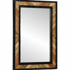 vidaXL Wandspiegel Zwart en Bruin 70 x 2 x 70 cm Massief Acaciahout