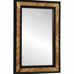 vidaXL Wandspiegel Zwart en Bruin 70 x 2 x 70 cm Massief Acaciahout