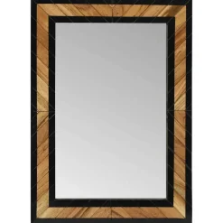 vidaXL Wandspiegel Zwart en Bruin 70 x 2 x 70 cm Massief Acaciahout
