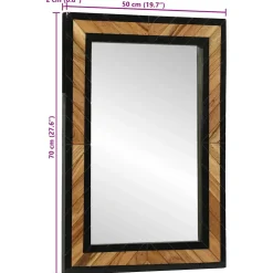 vidaXL Wandspiegel Zwart en Bruin 70 x 2 x 70 cm Massief Acaciahout