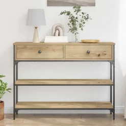 vidaXL Wandtafel Artisan Eiken 100 x 25 x 75 cm Bewerkt hout