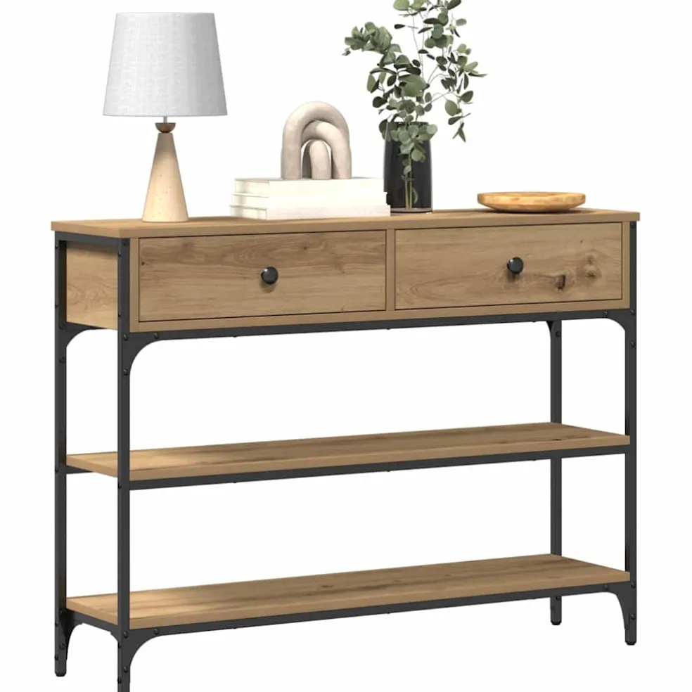vidaXL Wandtafel Artisan Eiken 100 x 25 x 75 cm Bewerkt hout