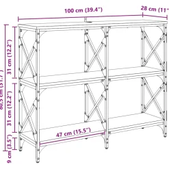 vidaXL Wandtafel Artisan Eiken 100 x 28 x 80,5 cm Bewerkt hout