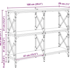 vidaXL Wandtafel Artisan Eiken 100 x 28 x 80,5 cm Bewerkt hout