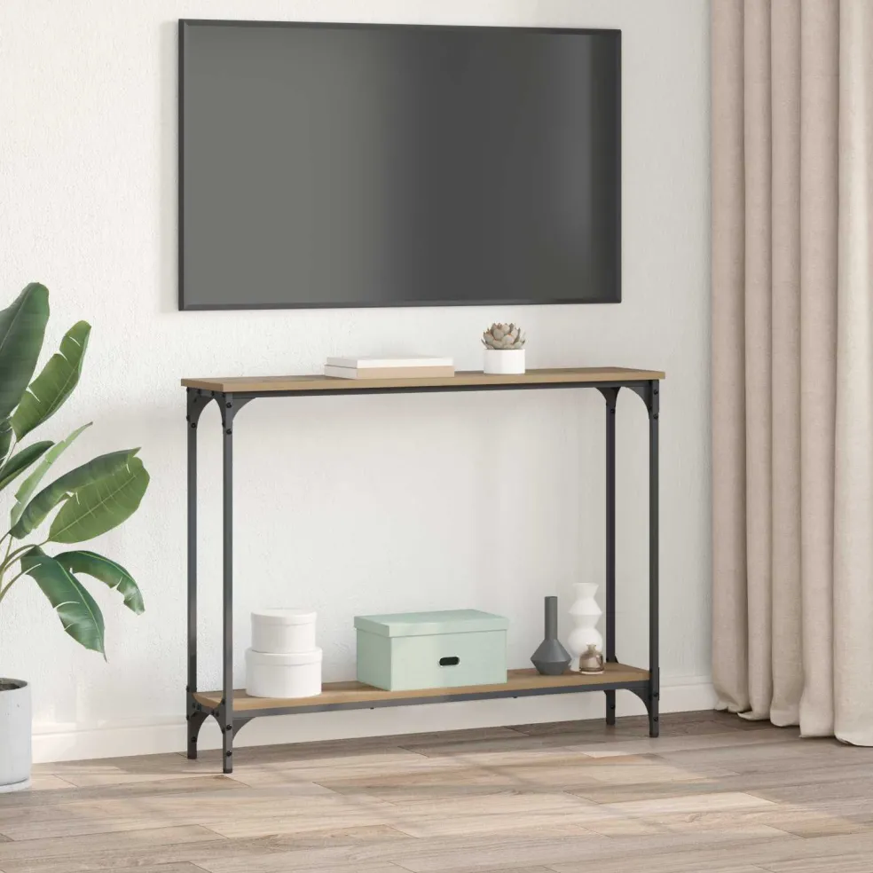 vidaXL Wandtafel Artisan Eiken 100 x 22,5 x 75 cm Bewerkt hout