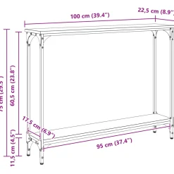 vidaXL Wandtafel Artisan Eiken 100 x 22,5 x 75 cm Bewerkt hout