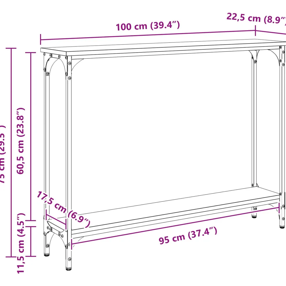 vidaXL Wandtafel Artisan Eiken 100 x 22,5 x 75 cm Bewerkt hout